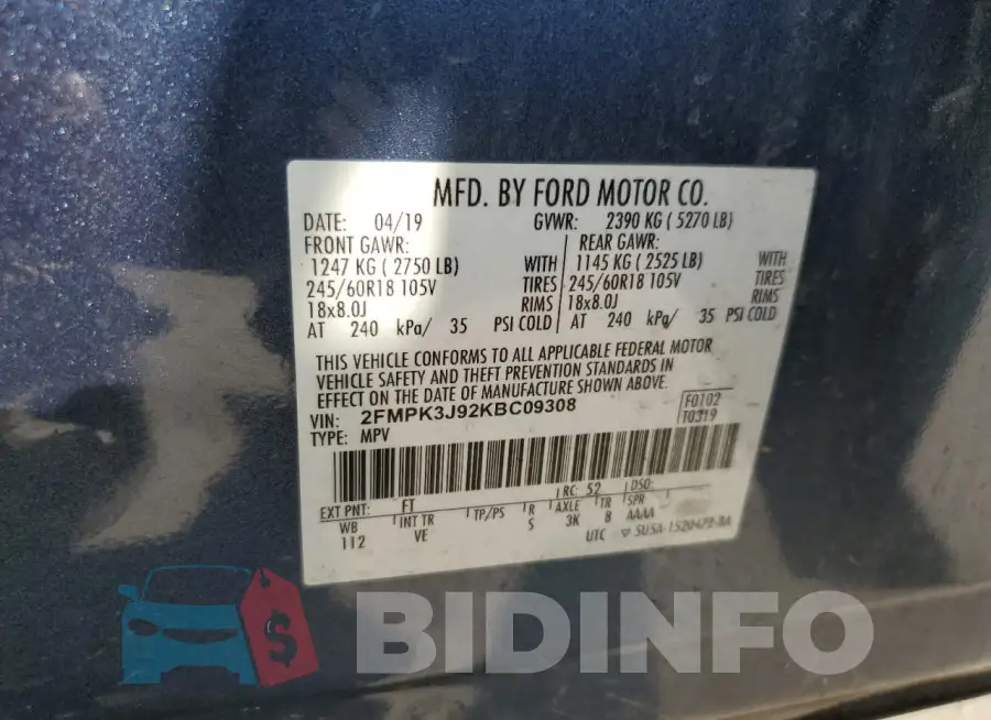 2FMPK3J92KBC09308 Photo# 13