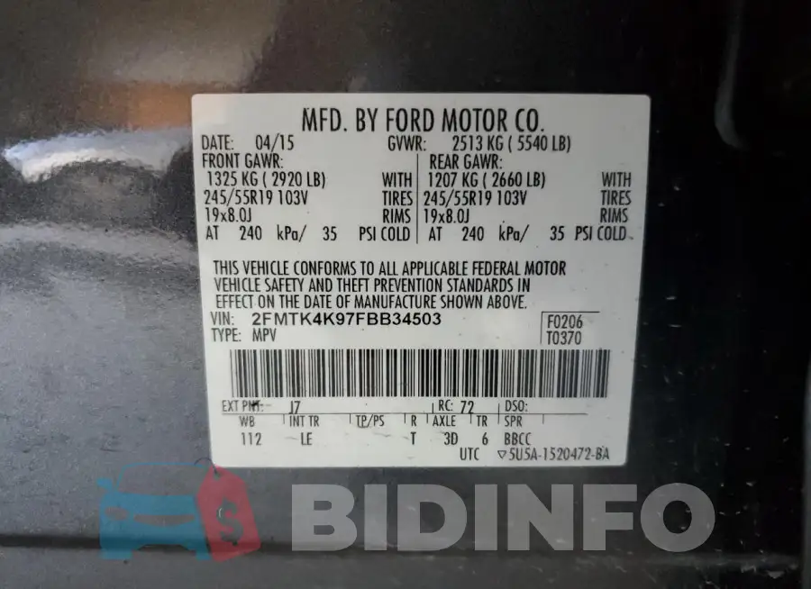 2FMTK4K97FBB34503 Photo# 13
