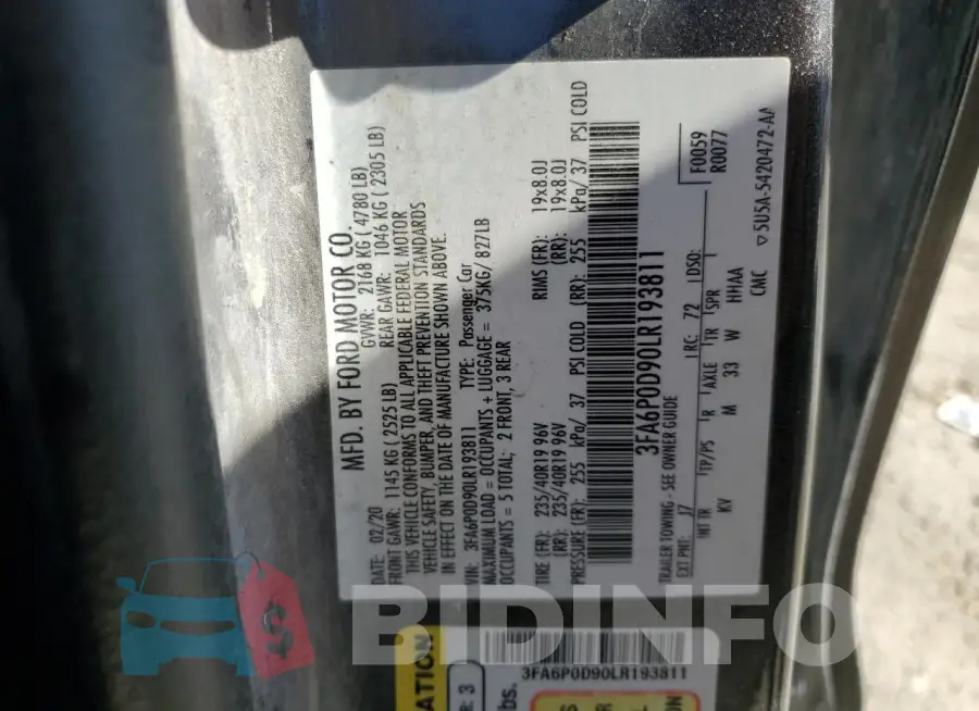 3FA6P0D90LR193811 Photo# 12