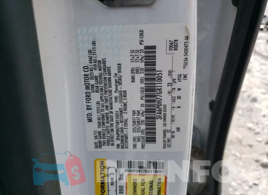 3FA6P0H77GR110051 Photo# 13