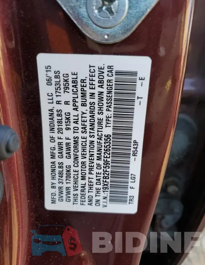 19XFB2F59FE265356 Photo# 12