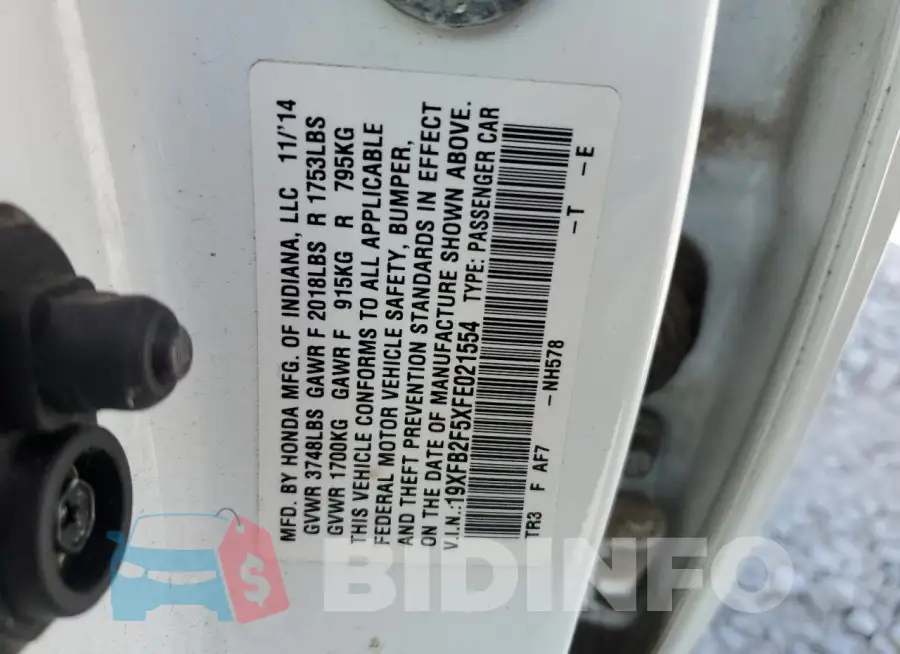19XFB2F5XFE021554 Photo# 12