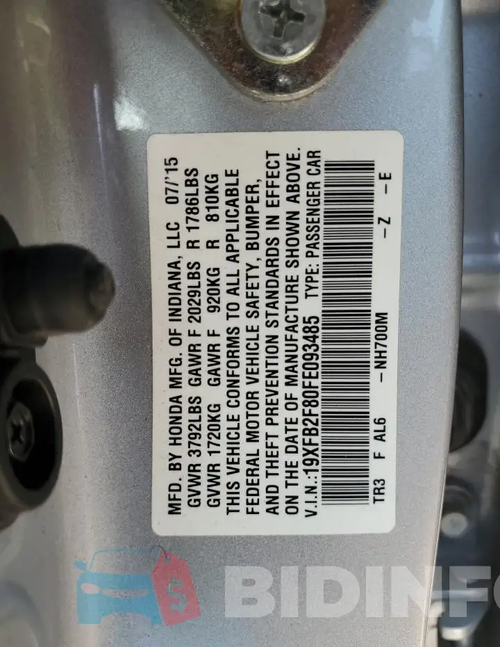 19XFB2F80FE093485 Photo# 13