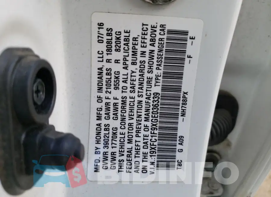 19XFC1F9XGE036339 Photo# 12