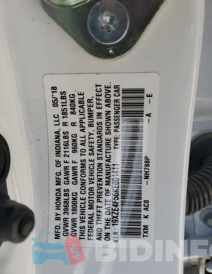 19XZE4F56KE001411 Photo# 12