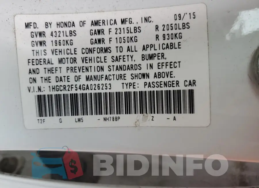 1HGCR2F54GA026253 Photo# 13
