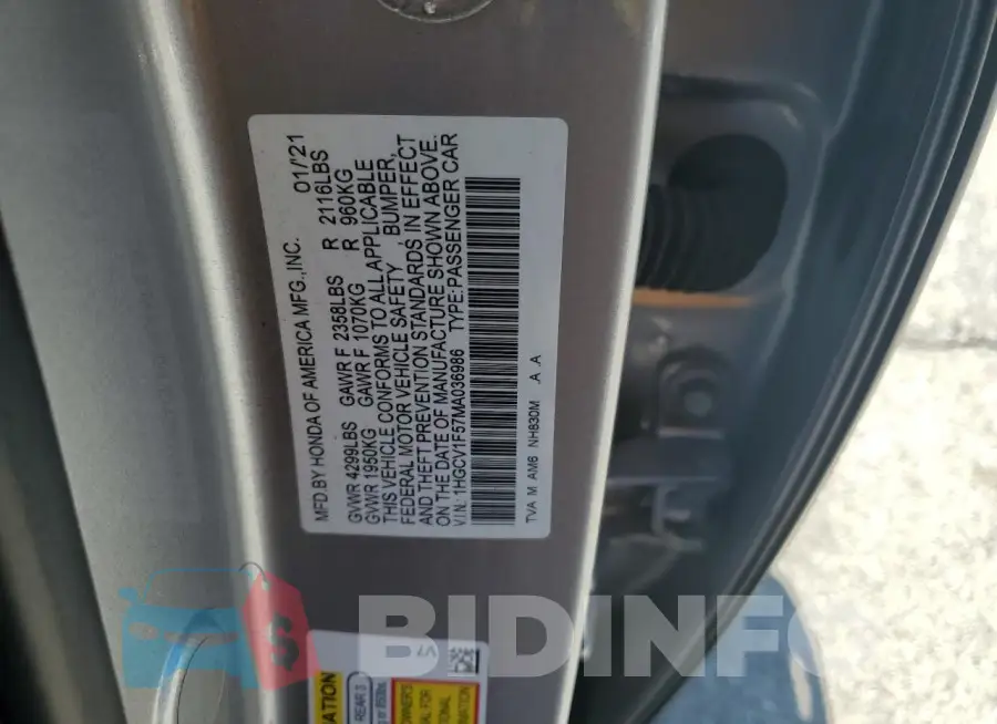 1HGCV1F57MA036986 Photo# 12