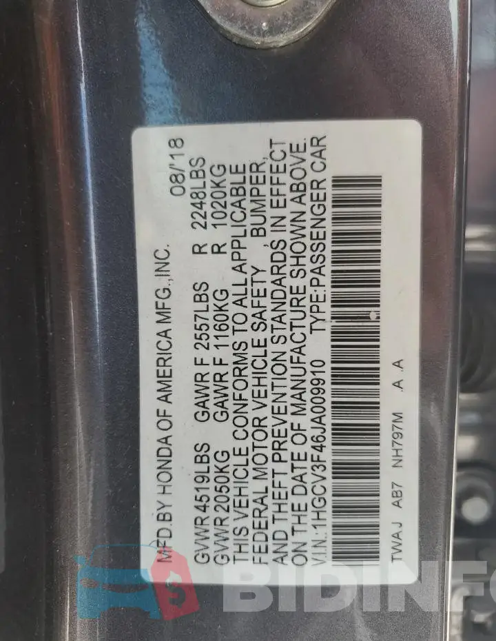 1HGCV3F46JA009910 Photo# 12