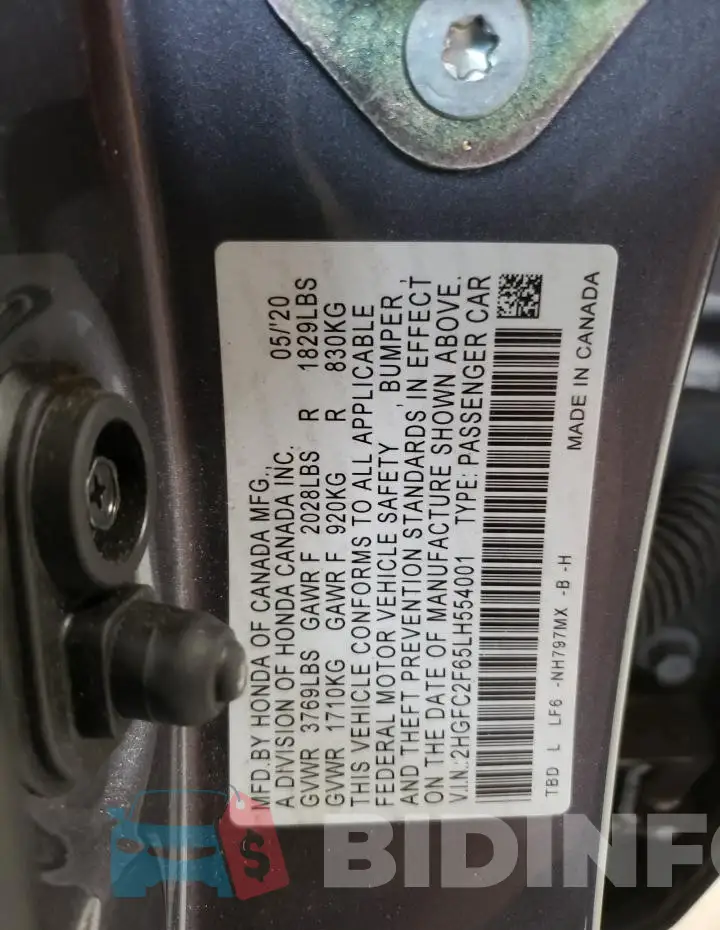 2HGFC2F65LH554001 Photo# 13
