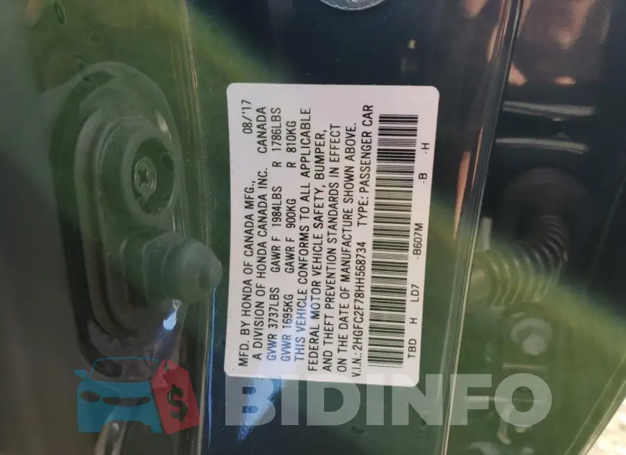 2HGFC2F78HH568734 Photo# 12
