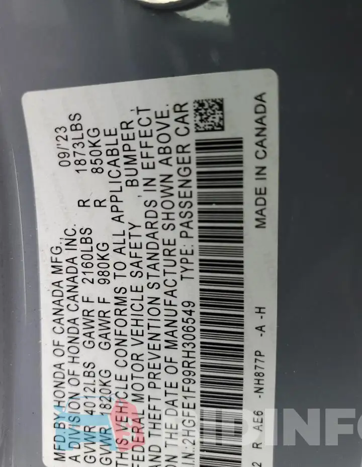 2HGFE1F99RH306549 Photo# 13