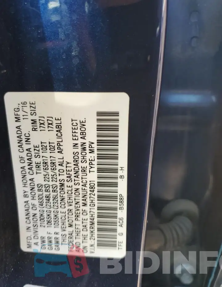 2HKRM4H71GH724801 Photo# 13
