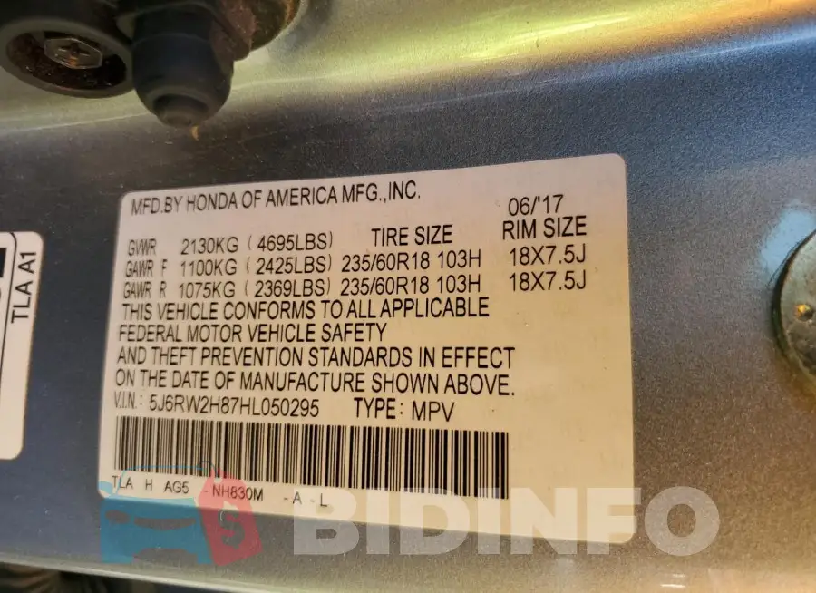 5J6RW2H87HL050295 Photo# 14