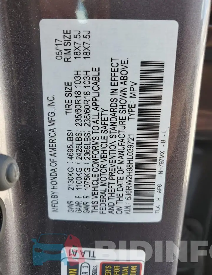 5J6RW2H98HL039721 Photo# 12