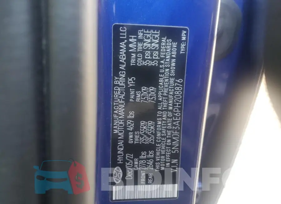 5NMJF3AE6PH208876 Photo# 14
