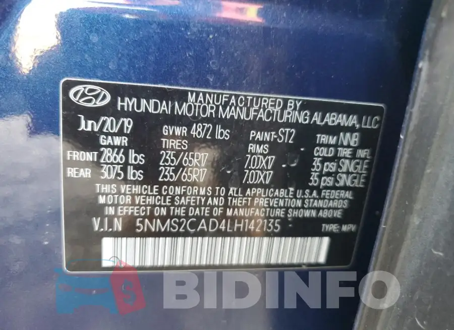 5NMS2CAD4LH142135 Photo# 12