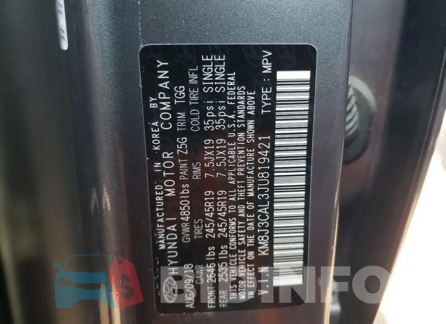 KM8J3CAL3JU819421 Photo# 12