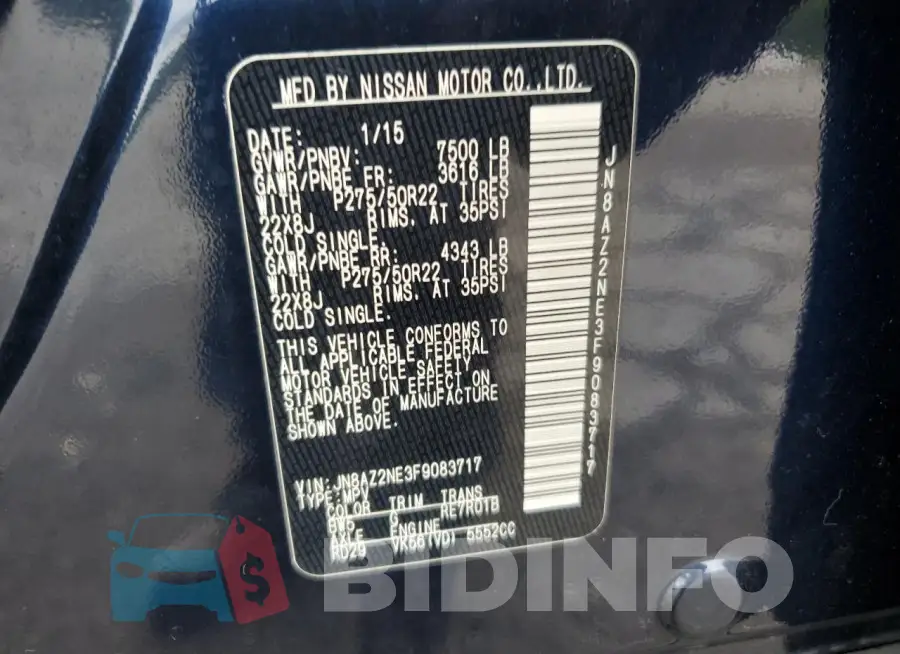 JN8AZ2NE3F9083717 Photo# 13