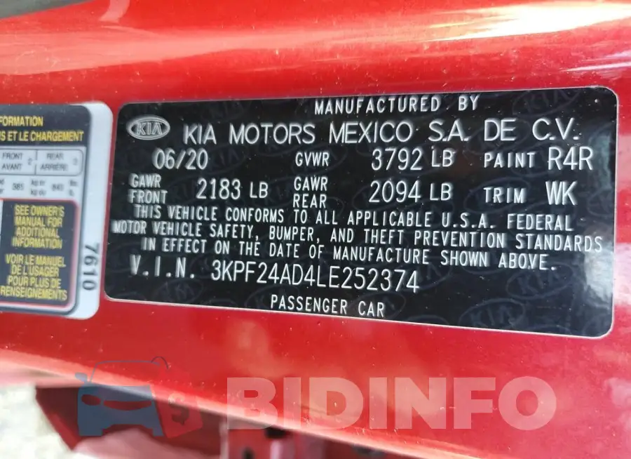 3KPF24AD4LE252374 Photo# 13