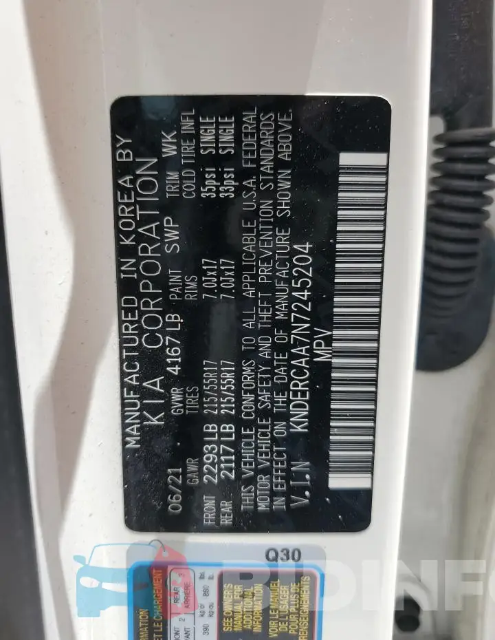 KNDERCAA7N7245204 Photo# 14