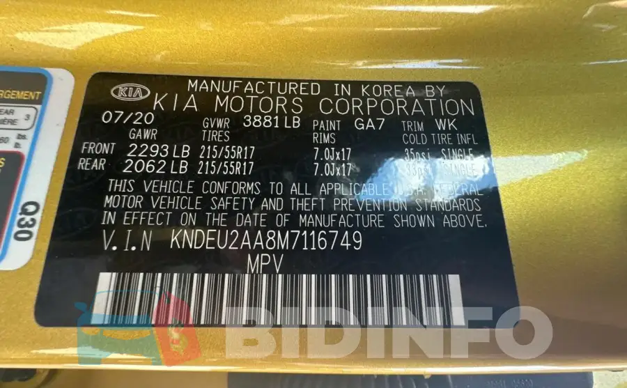 KNDEU2AA8M7116749 Photo# 10