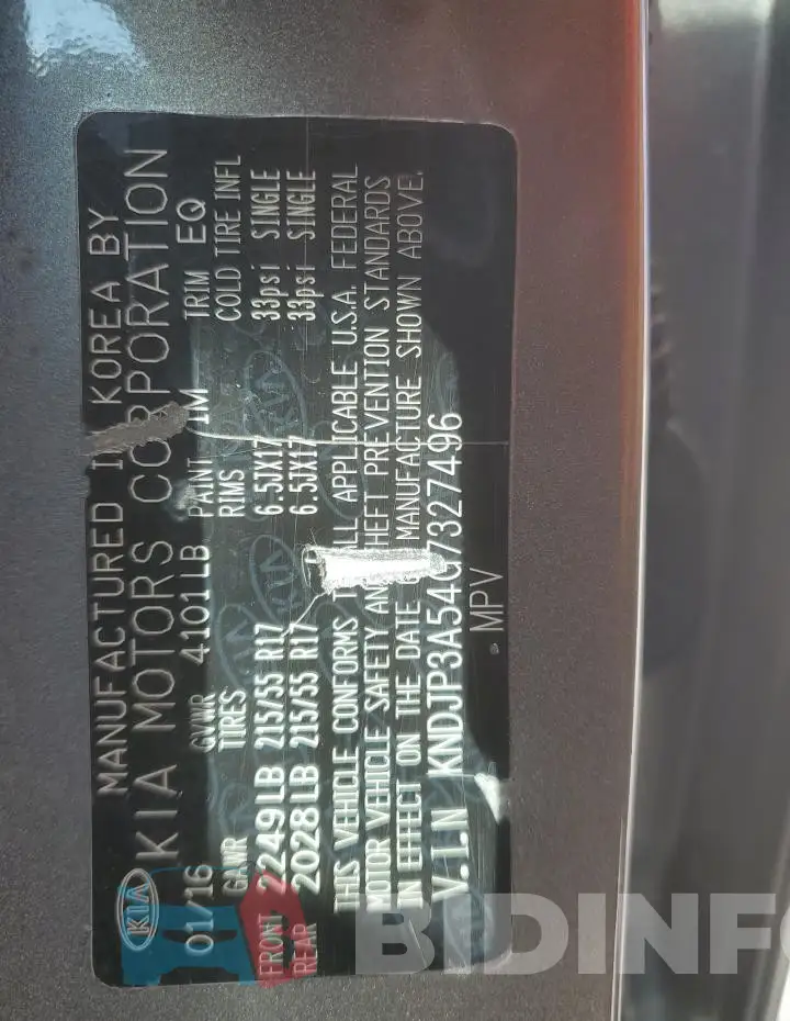 KNDJP3A54G7327496 Photo# 12