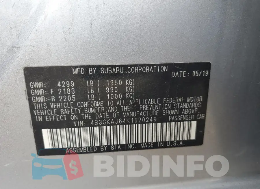 4S3GKAJ64K1620249 Photo# 13