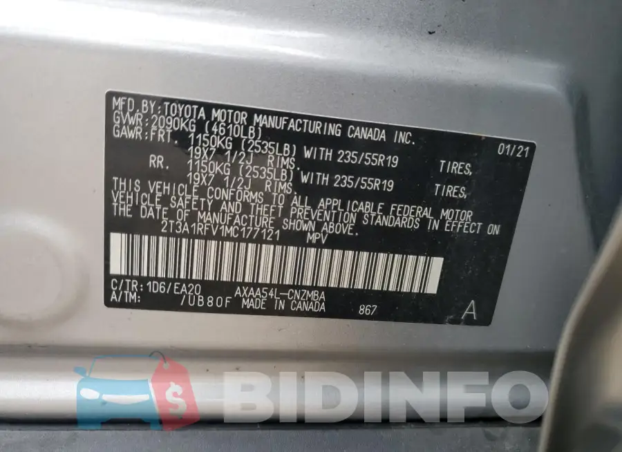 2T3A1RFV1MC177121 Photo# 14