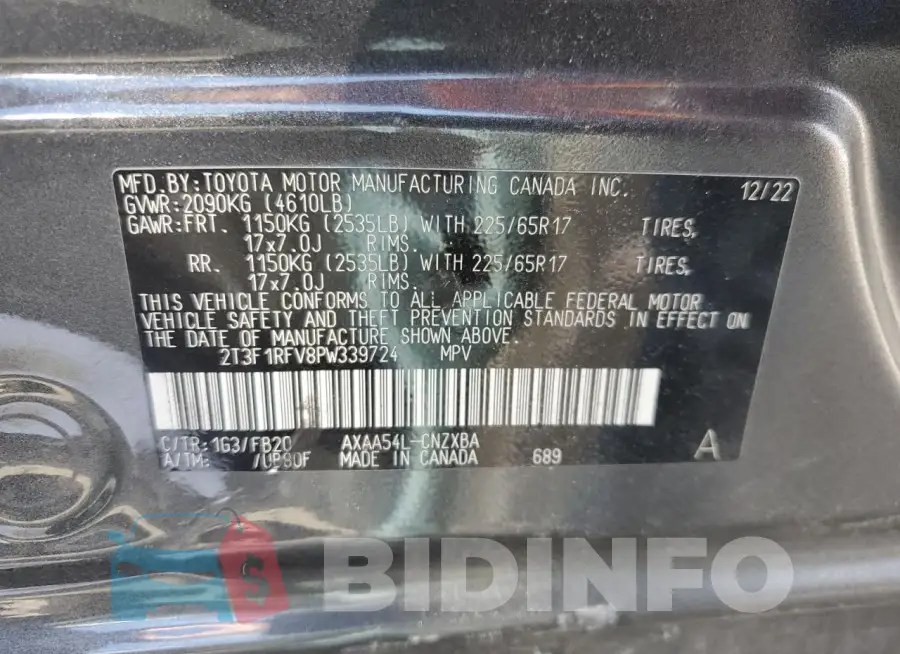 2T3F1RFV8PW339724 Photo# 12