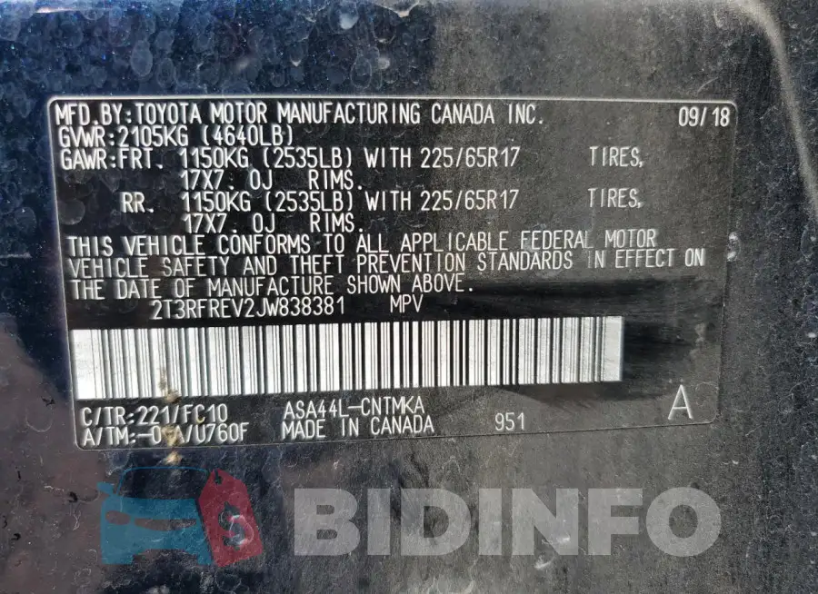 2T3RFREV2JW838381 Photo# 12
