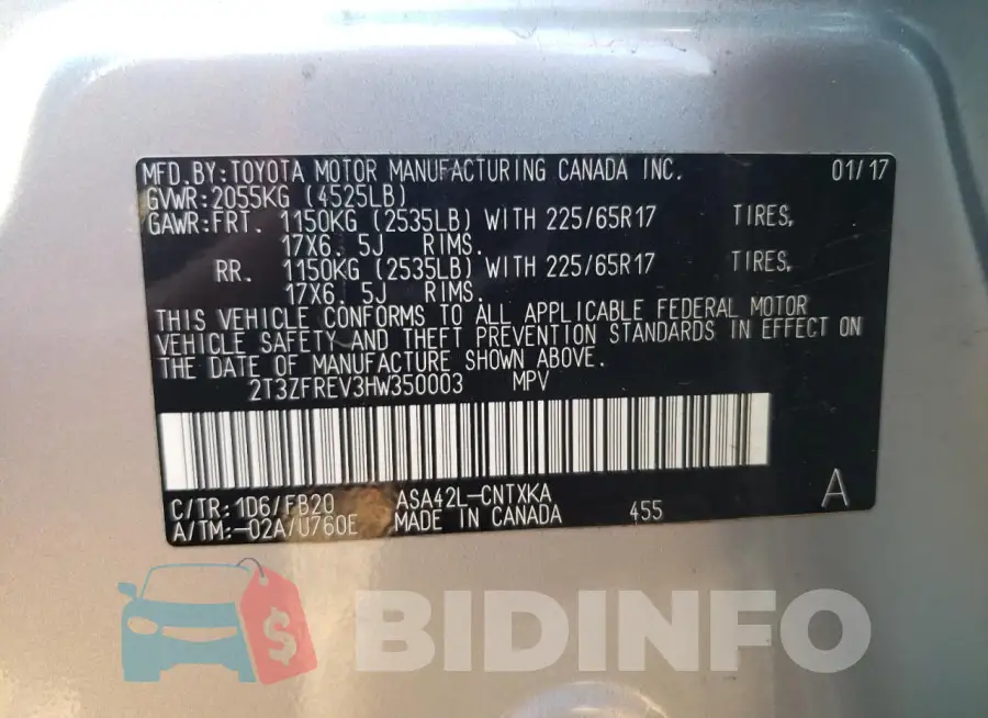 2T3ZFREV3HW350003 Photo# 12