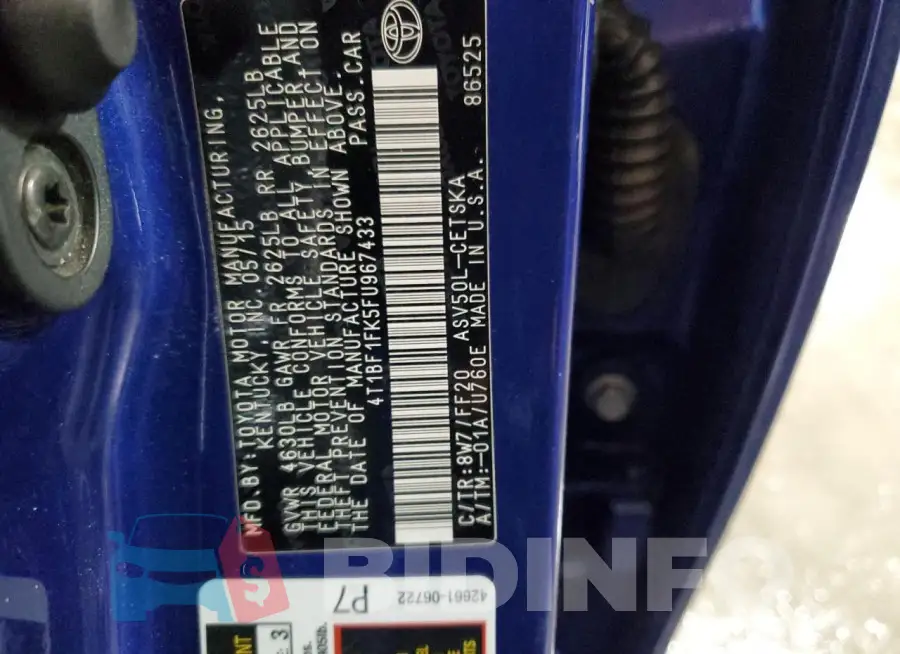 4T1BF1FK5FU967433 Photo# 13