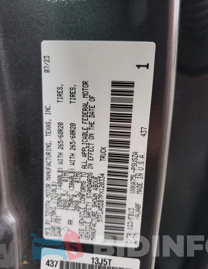 5TFLA5DB7PX120334 Photo# 12