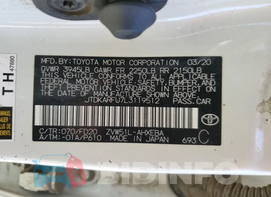 JTDKARFU7L3119512 Photo# 13