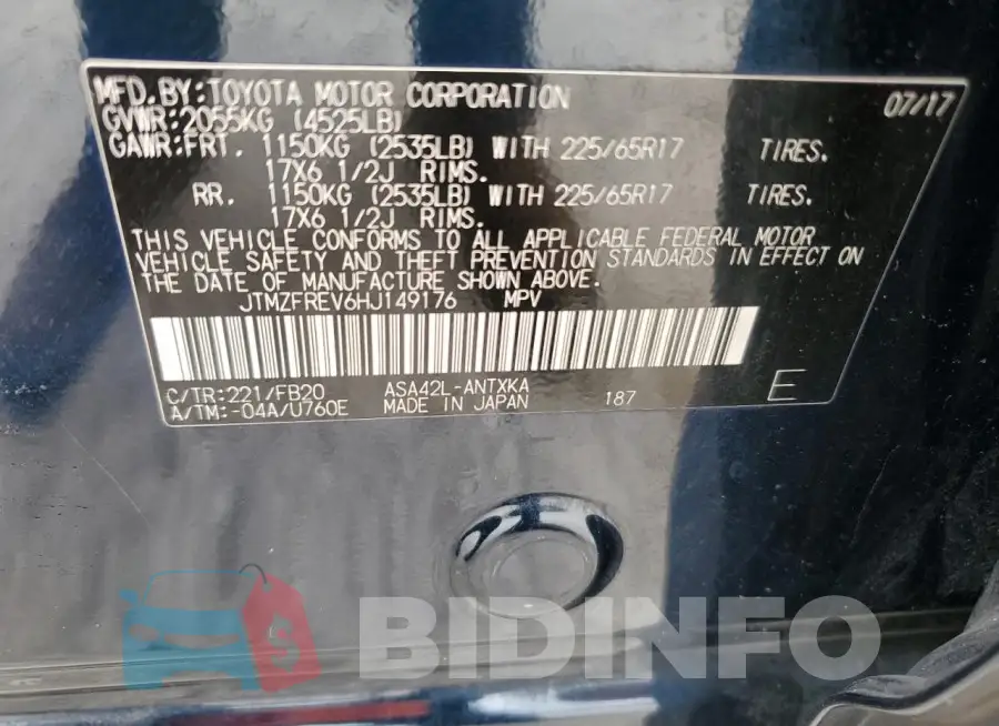 JTMZFREV6HJ149176 Photo# 13