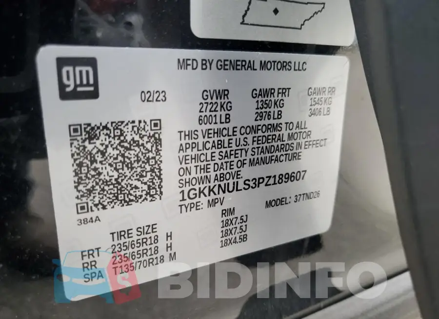 1GKKNULS3PZ189607 Photo# 14