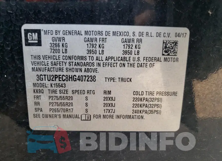 3GTU2PEC8HG407238 Photo# 12