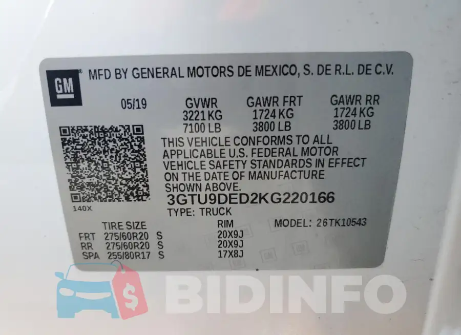3GTU9DED2KG220166 Photo# 12