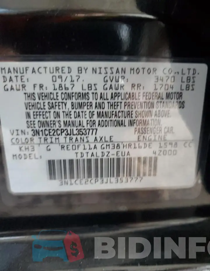 3N1CE2CP3JL353777 Photo# 12