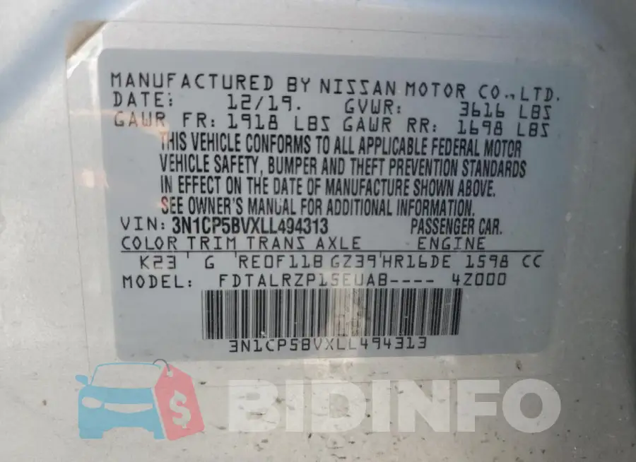 3N1CP5BVXLL494313 Photo# 14