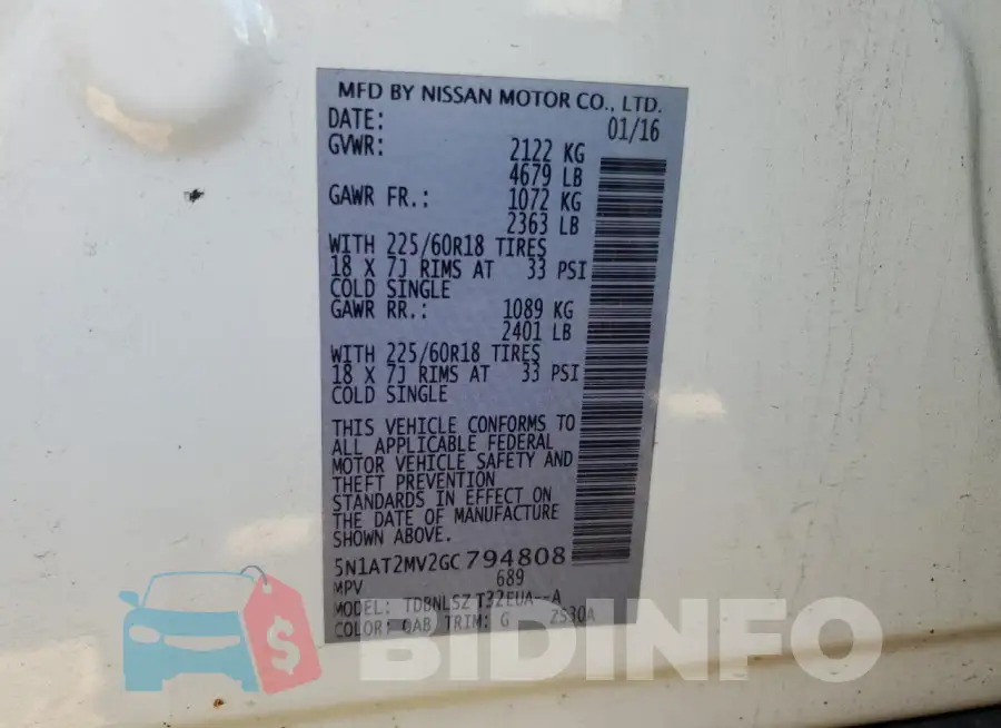 5N1AT2MV2GC794808 Photo# 13
