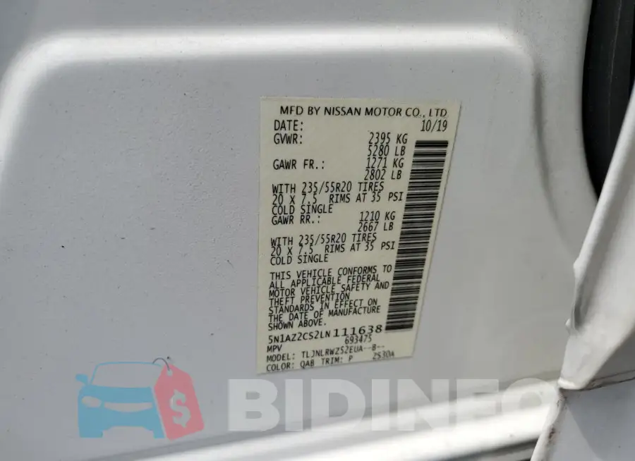 5N1AZ2CS2LN111638 Photo# 14