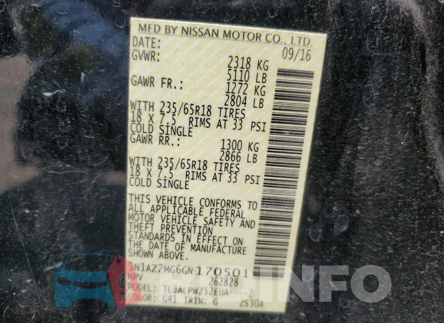 5N1AZ2MG6GN170501 Photo# 12