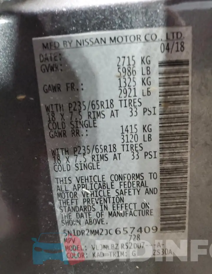 5N1DR2MM2JC657409 Photo# 13