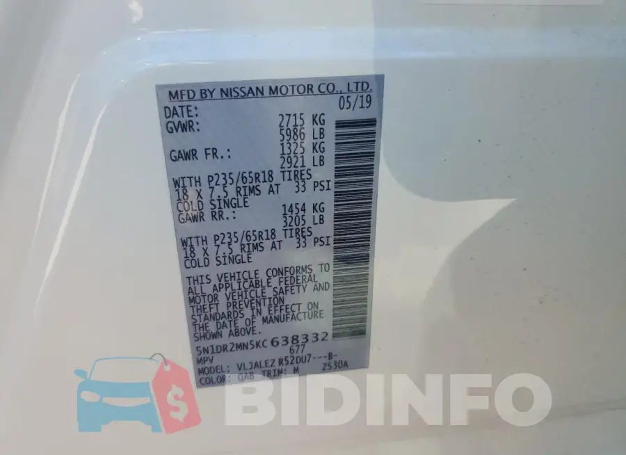 5N1DR2MN5KC638332 Photo# 13