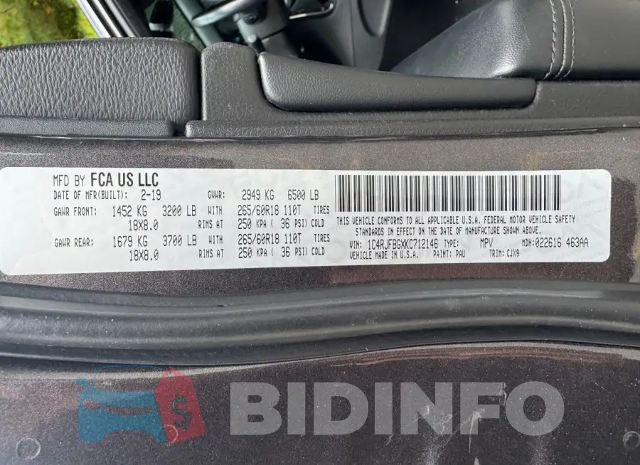 1C4RJFBGXKC712146 Photo# 10
