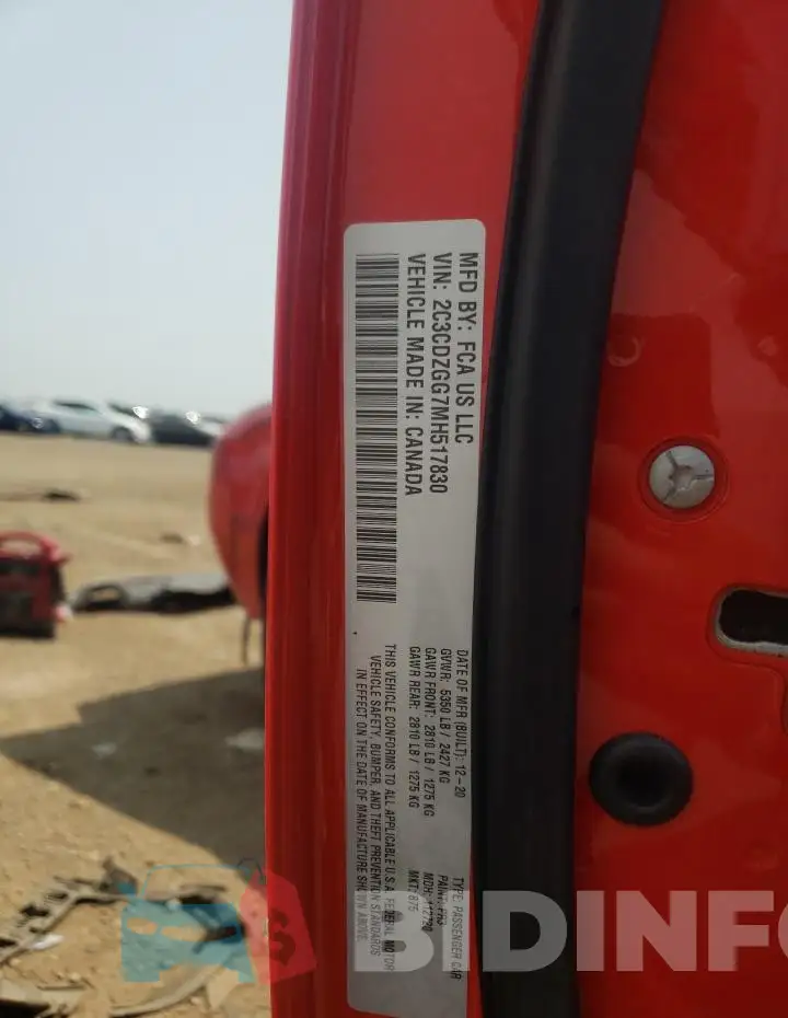 2C3CDZGG7MH517830 Photo# 12