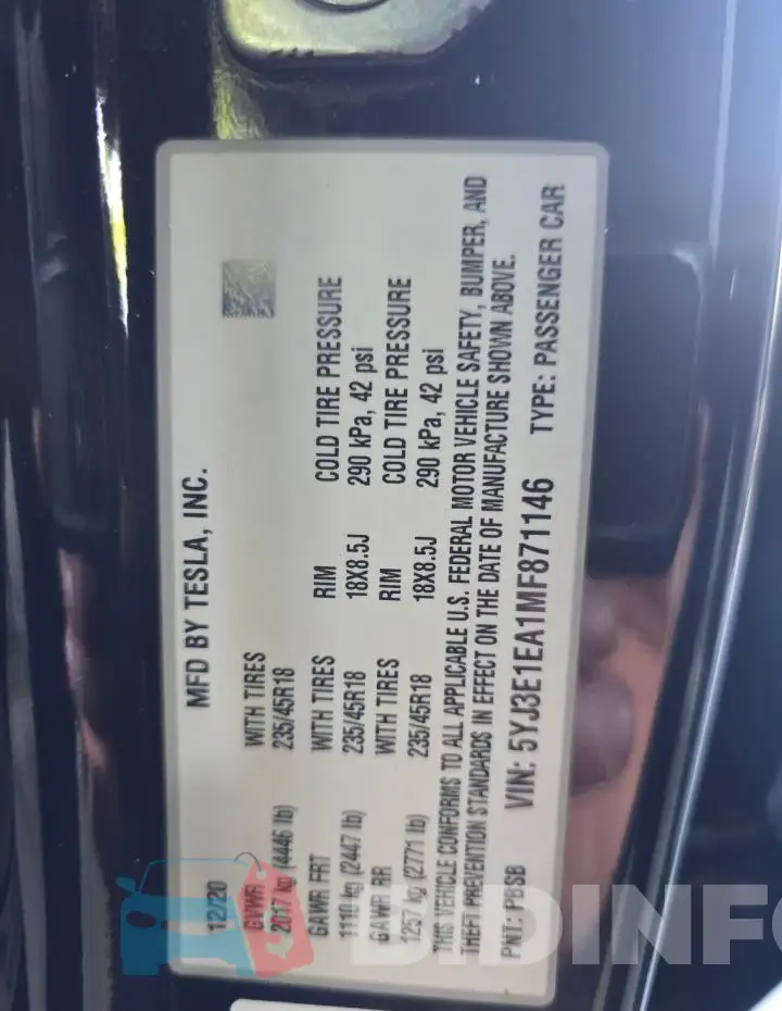 5YJ3E1EA1MF871146 Photo# 11