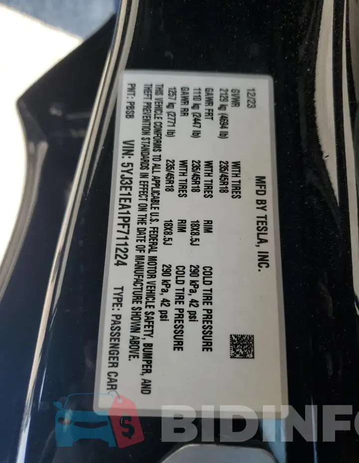 5YJ3E1EA1PF711224 Photo# 13