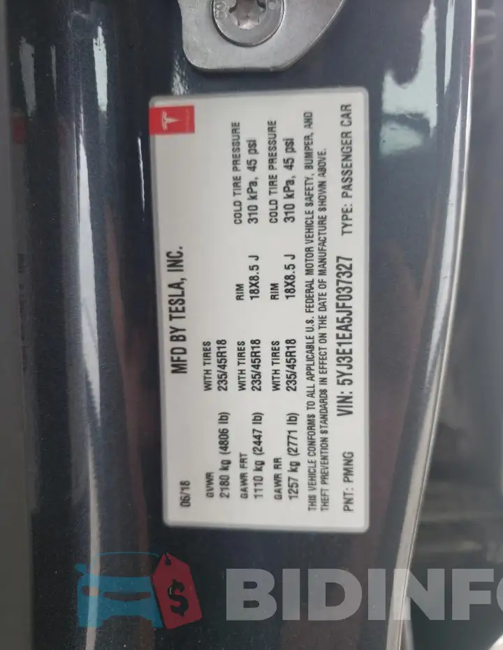 5YJ3E1EA5JF037327 Photo# 13